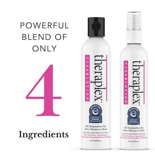 Theraplex Clear Emollient Lotion (8 oz) - No Parabens or Preservatives, Noncomedogenic and Hypoallergenic, Fragrance Free, Dermatologist recommended - National Eczema Association Seal of Acceptance