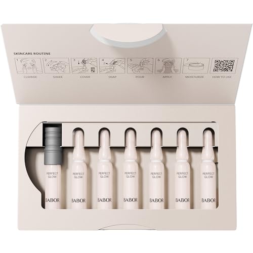 BABOR Perfect Glow Ampoule Serum Concentrates, Perfection Peptide P3 and Glow Pigments to Plump and Even Skin Tone, Brighten and Revitalize Dull and Dry Skin