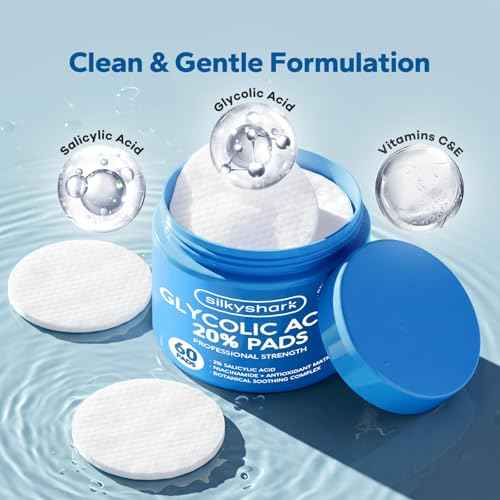 Glycolic Acid 20% Resurfacing Pads (60 Count), 20% Ultra Pure Glycolic Acid + 2% Salicylic Acid, Exfoliating Peel Pads for Face & Body, Effective Chemical with Vitamin B&C&E