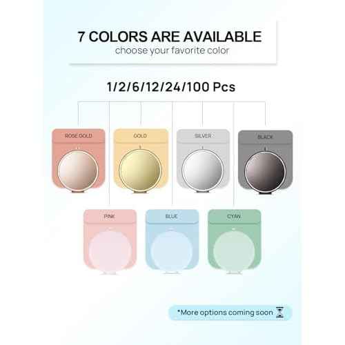 Compact Mirror for Purse, Double-Sided 1X/2X Magnifying Metal Pocket Makeup Mirrors(Round, Light Blue)