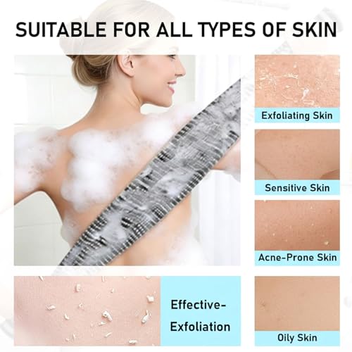 47-Inch Exfoliating Shower Towel Dual-Sided Back Scrubber