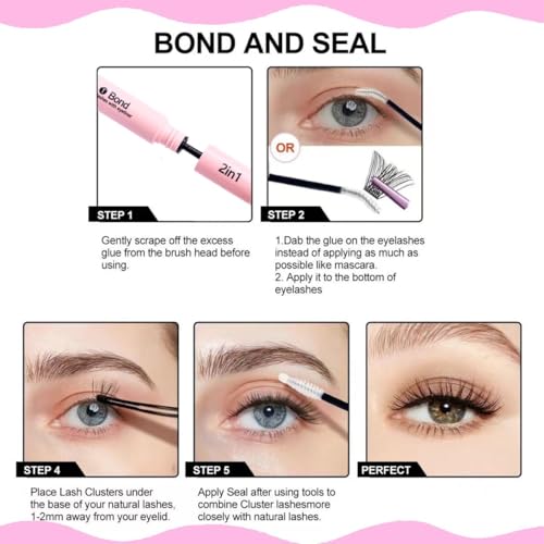 DIY Lash Extension Kit 280PCS Clusters 30D+40D with Bond & Seal