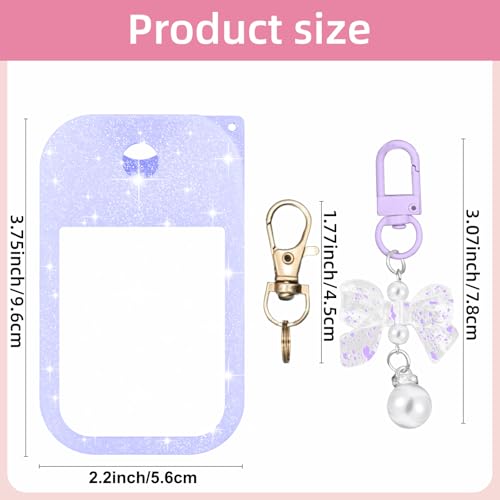 Hand Sanitizer Spray Case Compatible with Touchland Power Mist 1 oz(30 ml) - with Bow Keychain Silicone Protective Cover Accessories for Touchland (Pink/Purple/White)
