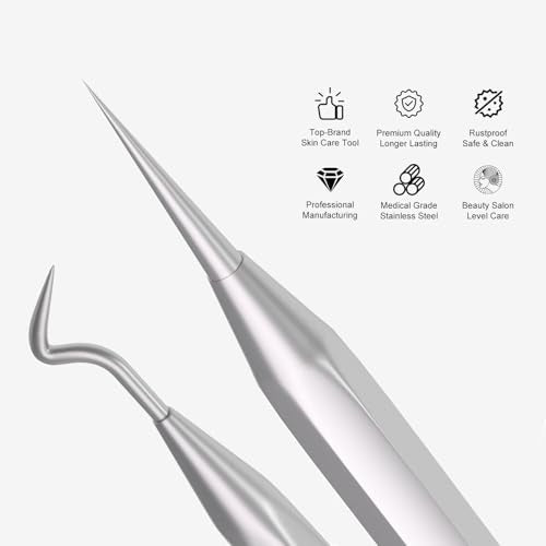 Blackhead Remover Tools Kit - Gentle Pimple Popper Set with Case - Cool Black Variation