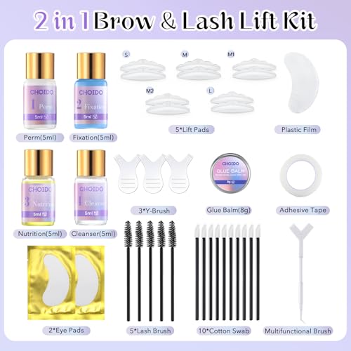 CHOIDO 2-in-1 Lash Lift & Brow Lamination Kit for Salon & Home