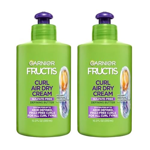 Garnier Fructis Curl Nourish Air Dry Cream, Sulfate Free Defining Butter Leave-in Conditioner, 10.2 Fl Oz, 2 Count (Packaging May Vary)