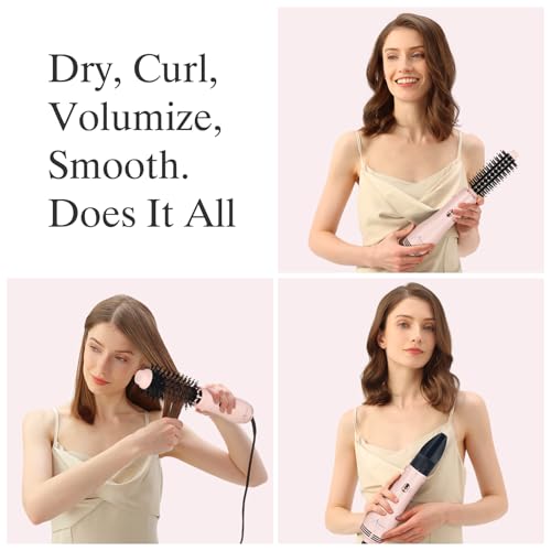 Aima Beauty 4-in-1 Blow Dryer Brush - Ionic, 3 Attachments, Less Heat Damage