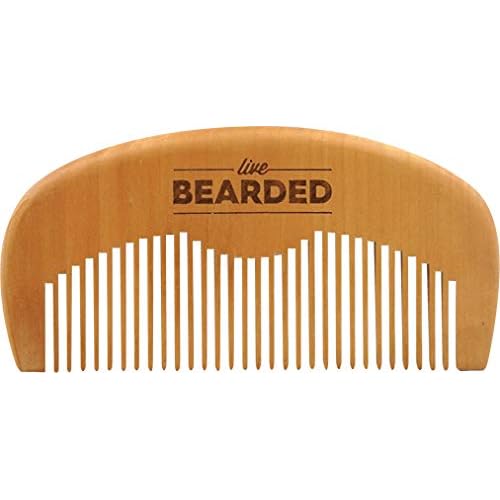 Live Bearded Premium All-Natural Wooden Beard Comb - Anti-Static - Reduce Snagging, Damage and Ingrown Hairs - Keep Mustache Off Your Lip - Fits in Pocket - Easy Daily Grooming