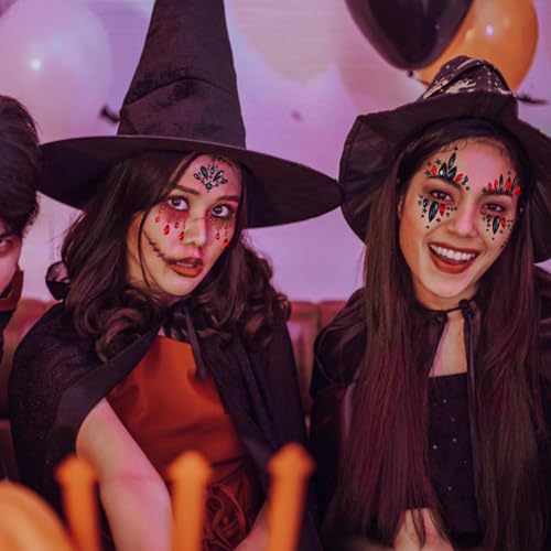 Halloween Face Gems Rhinestone Temporary Tattoo Stickers, 2 Pack