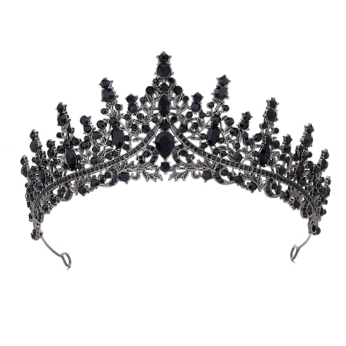 Black Crystal Tiara for Women - Rhinestone Queen Crown