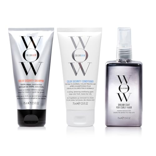 COLOR WOW Dream Curly Travel Size Kit – Color Security Shampoo & Conditioner (2.5 oz), Dream Coat for Curly Hair (2.5 oz), The ultimate curl collection