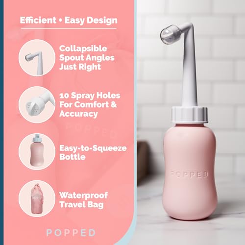 Popped New Mom Care Bundle & Baby Shower Gift Set - Peri Bottle, Witch Hazel Foam, Organic Nipple Balm, Hot/Cold Packs (2 Count) | Postpartum Essentials Bundle