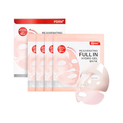 SAM'U PDRN Rejuvenating Full-In Hydrogel Mask, Visible Result Firming & Radiance Gel Mask with Collagen, Hyaluronic Acid ? Elasticity & Hydration & Brightening Glow Korean Facial Mask, 4 Sheets