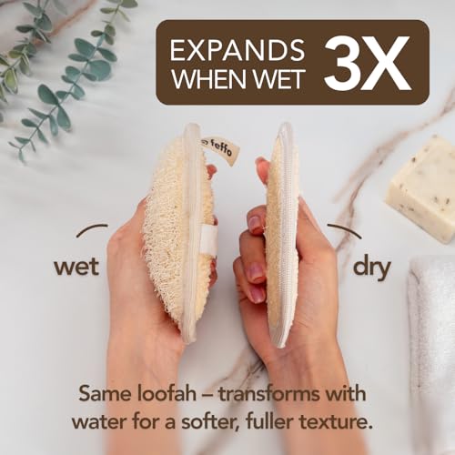 Natural Loofah Sponge with Handle - Dual-Sided Body Scrubber (2-Pack)