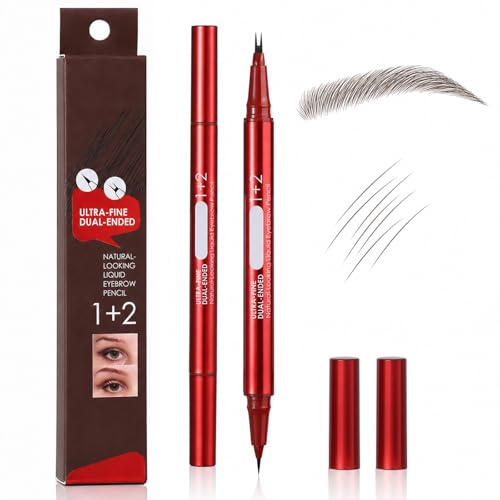Dual-Ended Eyebrow Pen with Hair-Like Liquid Ink, Waterproof