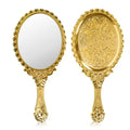 Vintage Handheld Mirror with Handle, Gold Embossed Floral (2 Pack)