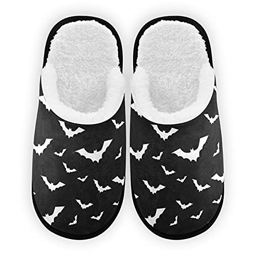 Umidedor Halloween Bats Slippers For Women Girls, Soft Memory Foam Non-Slip Indoor House Slippers Home Shoes For Bedroom Hotel Travel Spa