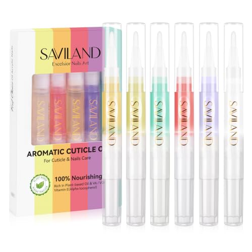 SAVILAND Cuticle Oil Pen 6 Pack with Vitamin E & Natural Plant-Based Ingredients