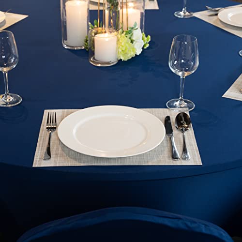 Restaurantware Table Tek 72 x 30 Inch Round Table Covers 1 Washable Spandex Tablecloths - Wrinkle-Free Durable Blue Polyester Fitted Tablecloths for Parties Banquets or Weddings