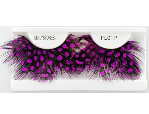 Pink Faux-Feather False Eyelashes - Halloween Costume