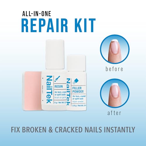 Nail Tek Nail Repair Kit for Split & Cracked Nails with Resin & Powder