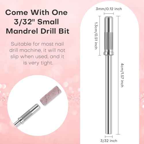 110pcs Small Sanding Bands Nail Drill Bits with 3.1mm Mandrel Nail Bit, 240 Fine Grit Nail File for Acrylic Nails Gel Manicures and Pedicures Salon (Zebra+Pink, 240 Grit)