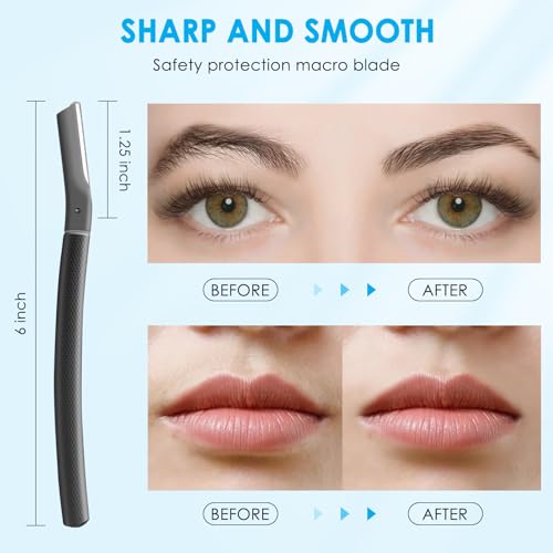 Dermaplane Razor for Women face, Dermaplaning Tool for Face, Facial Razors for Women & Men with 10 Replaceable Blades, Black