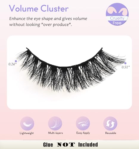 FenixLash Natural Cat Eye False Eyelashes - Wispy Mink Strip Lashes