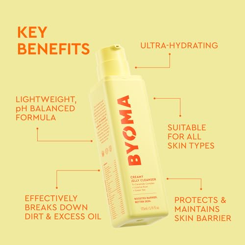 BYOMA Creamy Jelly Cleanser & Moisturizing Gel Cream Bundle - Gentle Face Wash + Lightweight Gel Lotion with Ceramides, Niacinamide & Green Tea ? Supports Skin Barrier - 5.91 fl oz + 1.69 fl oz