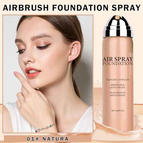 Airbrush Foundation for Mature Skin Airbrush Flawless Setting Spray Long Lasting Full Coverage Foundation Makeup-£¨01 Natural£©