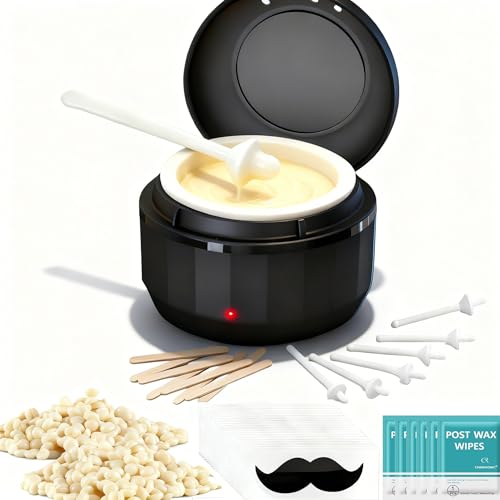 Nose Wax Kit, 120g Wax Beads, Nose Hair Wax for Men and Women, 15-20 Uses Painless Nasal & Ear Hair Removal With 40 Applicators, Wooden Sticks, Balm Wipes and Moustache Guards | Lasts up to 5 Weeks