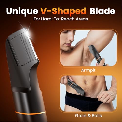 MAXGROOM Waterproof Body Hair Trimmer for Men with Adjustable Comb