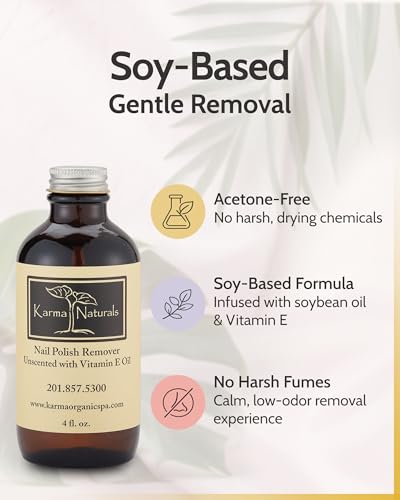 Karma Organic Acetone-Free Unscented Nail Polish Remover - Non-Toxic (4 fl oz)