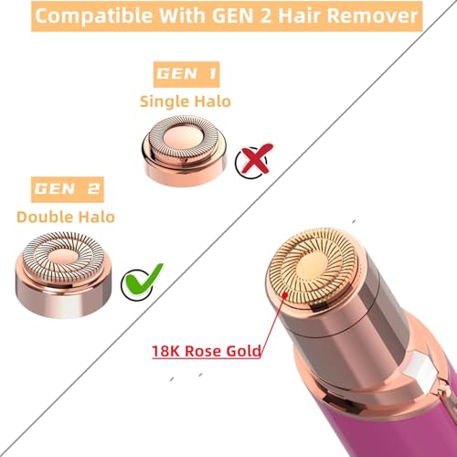 Generation 2 Replacement Heads for Flawless Facial Hair Remover Compatible with Flawless Replacement Heads,Fit for Flawless Replacement Heads Gen 2 for Flawless Facial Hair Removal for Women,6 Count.