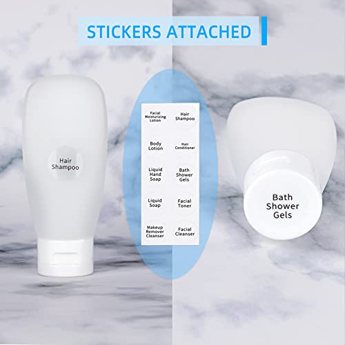 White 60ml TSA Approved Travel Bottles Set Leakproof Refillable Toiletry Containers