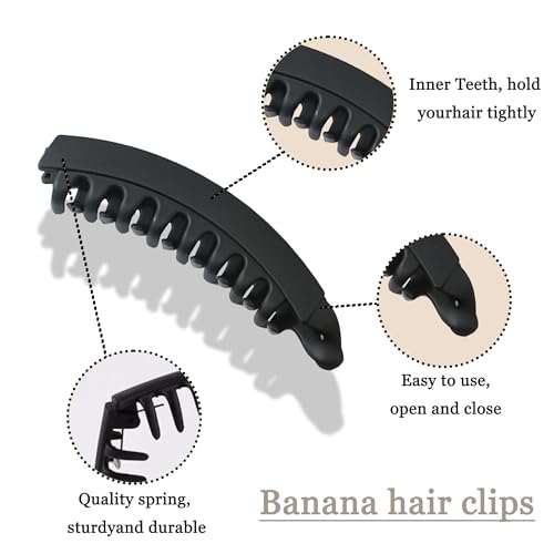 Matte Black Banana Hair Clip for Thick & Curly Hair