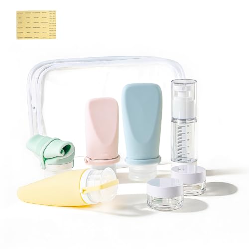 Cryslora Silicone Travel Bottle Set TSA Approved - Blue, Yellow, Pink