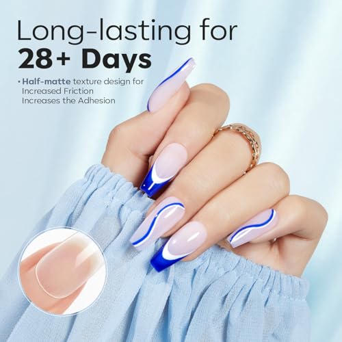 Modelones Medium Coffin Half Matte Nail Tips 510pcs - Clear, Pre-etched, Durable