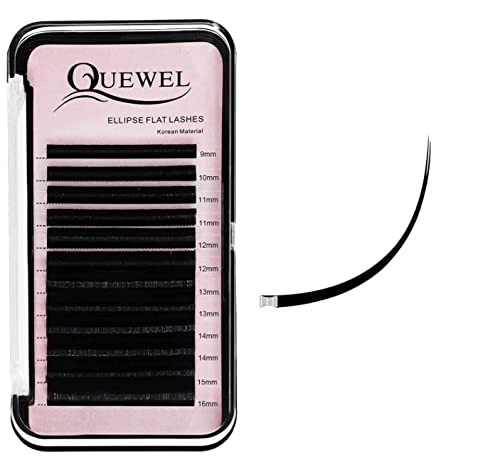 QUEWEL Eyelash Extensions Ellipse Flat 0.15mm Curl D Mix-9-16mm Matte Black|0.15/0.20mm Curl C|CC|D|DD Mix-8-15mm Mix-9-16mm Single 8-18mm|(0.15 D Mix9-16)