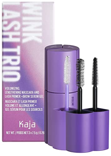 Kaja 3-in-1 Multi-tasking Mascara - Wink Lash Trio | with Panthenol, Clear Eye Lash Serum, Volumizing, Intense Length Mascaras, Black, Eye Irritation Tested