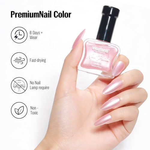 Vieafenti Light Pink Pearl Nail Polish - Quick Dry 15ml