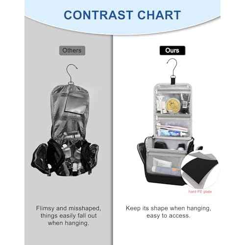 Relavel Hanging Toiletry Bag for Men and Women, Travel Toiletries Bag Water-resistant Large Makeup Cosmetic Organizer Storage, Shaving Dopp Kit Shower Bathroom Hygiene Bags, Carry-on Travel Essentials