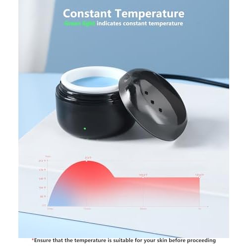 Nose Wax Kit - Travel Wax Warmer for Hair Removal with 100g Waxs, 15 Applicators, 30 Nose Hair Sticks 2 Silicone Pots, 1 Bag Constant Temperature, 15-20 Times Black - Round | Black | Mini