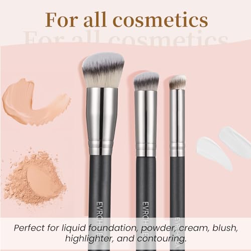 EVRCHGIEA 2PCS Foundation & Contour Brush Set with Variation 170/270/370 for Liquid, Cream & Powder Makeup