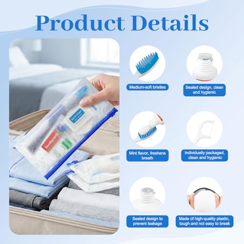 7-in-1 Travel Toiletries Kit Bulk - 50 Pack Disposable Hygiene