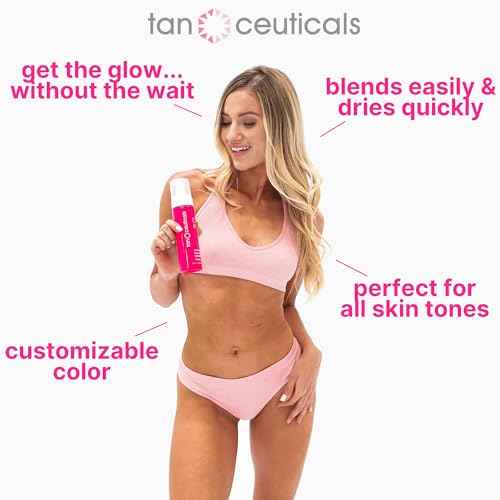 Tanceuticals Express Self Tanning Body Mousse - Fast Acting Self Tan Foam - Develops in 1-4 Hours, Natural Looking, Vegan & Cruelty Free - Sunless Tanner with Acai Berry, Pomegranate & Argan Oil