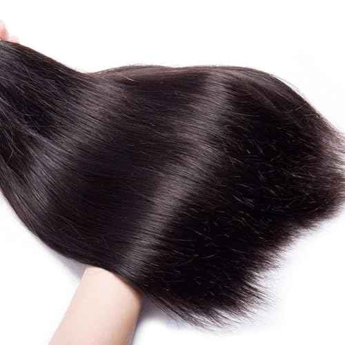 Straight Human Hair Bundles 18 20 22 Inch Trippy Hair Quick Weave 3 Bundles Human Hair 100% Unprocessed Raw Brazilian Virgin Hair Extensions for Black Women Natural Color