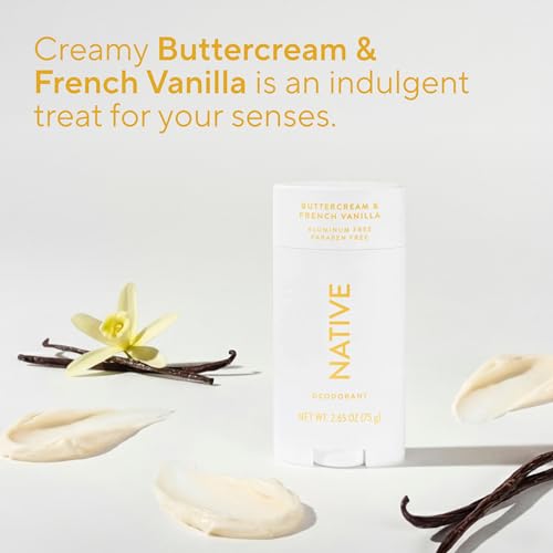 Native Deodorant Pack of 12 - 72H Long-Lasting Aluminum-Free, Buttercream & French Vanilla
