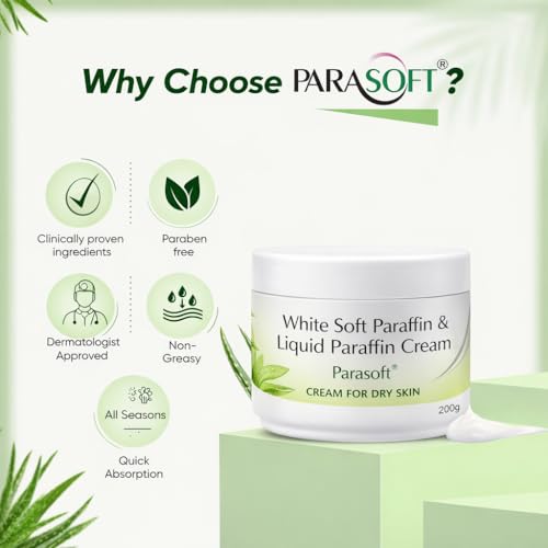 Parasoft Moisturizing Cream with White Soft Paraffin & Liquid Paraffin (200 g / 7.05 oz) Nourishing Daily Hydration Cream for Dry Skin