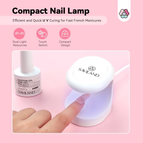 Saviland French Manicure Kit with 1B-3 Clear Variant, French Tip Tools & Nail Stickers